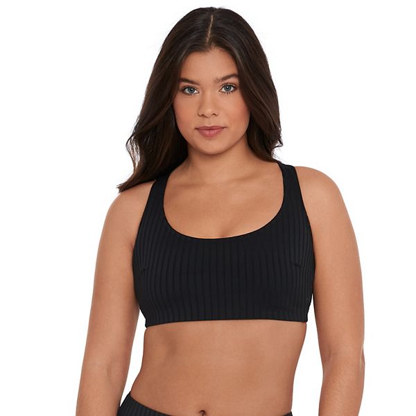 Ribbed Scoop Neck Bralette And High-Waisted Bikini Bottoms