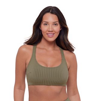 Women’s S3 Swim Sculpting Ribbed Scoopneck Crossback Bralette Bikini Top