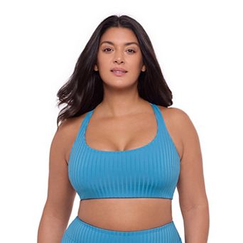 Women’s S3 Swim Sculpting Ribbed Scoopneck Crossback Bralette Bikini Top