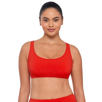 Women’s S3 Swim Sculpting Ribbed Scoopneck Crossback Bralette Bikini Top