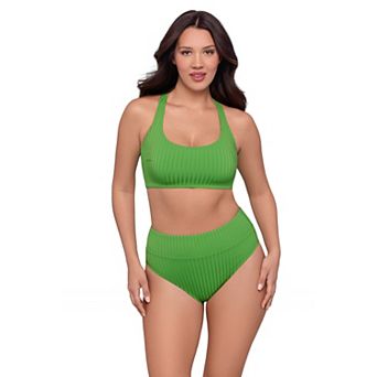 Women’s S3 Swim Sculpting Ribbed Scoopneck Crossback Bralette Bikini Top