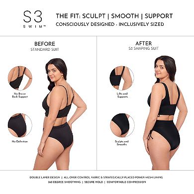 Women’s S3 Swim Sculpting Cinch Midkini Top with Adjustable Ties
