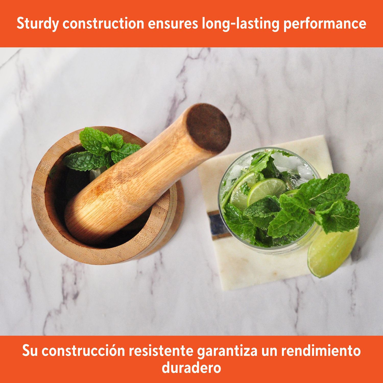 thumbnail image 2 of Bamboo Wood Mortar And Pestle Set - 3.5" X 4.5" X 5.5", Natural Woodland Pattern 2 of 13
