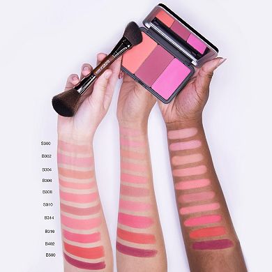 A unique pressed powder formula in a refillable palette-providing intense color payoff in highlight, sculpt, and blush shades.