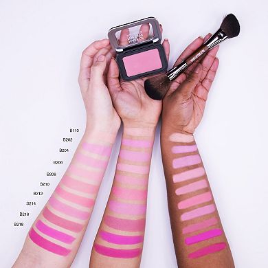 A unique pressed powder formula in a refillable palette-providing intense color payoff in highlight, sculpt, and blush shades.