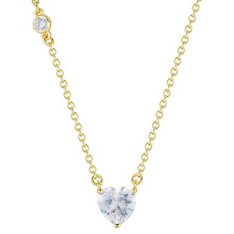 Sunkissed Sterling 14k Gold Over Silver Cubic Zirconia Heart Necklace