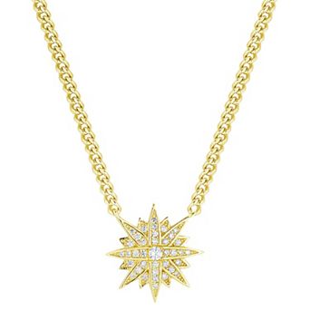 Sunkissed Sterling 14k Gold Over Silver Cubic Zirconia North Star Pendant Necklace