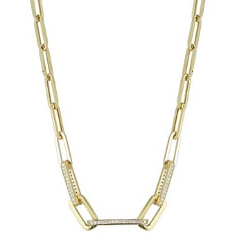 Sunkissed Sterling 14k Gold Over Silver Cubic Zirconia Link Chain Necklace