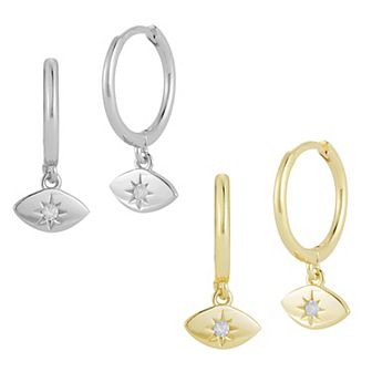Sunkissed Sterling 14k Gold Over Silver & Sterling Silver Cubic Zirconia Earring Set
