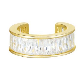 Sunkissed Sterling 14k Gold Over Silver Channel Set Cubic Zirconia Ear Cuff