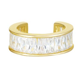 Sunkissed Sterling 14k Gold Over Silver Channel Set Cubic Zirconia Ear Cuff