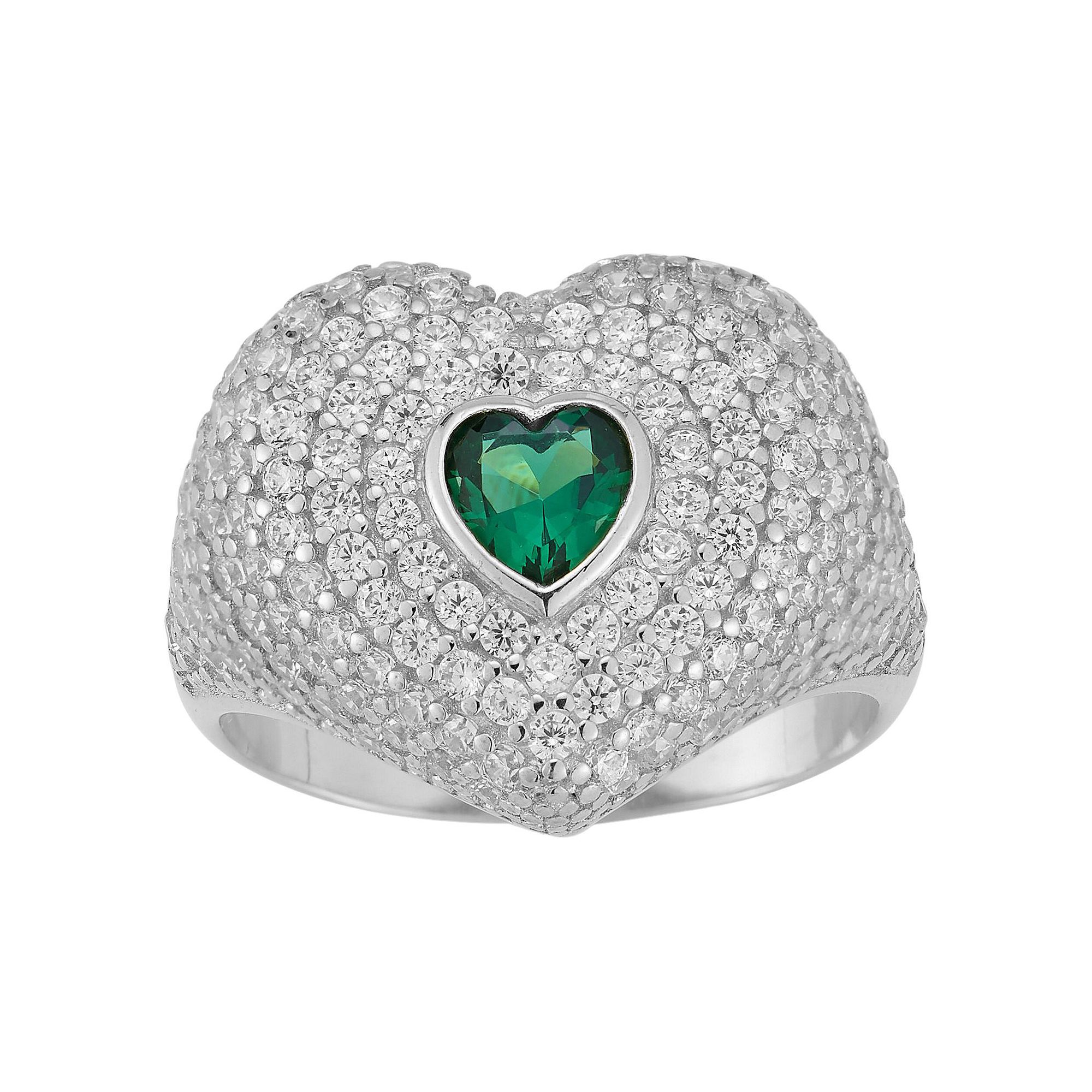 Sunkissed Sterling 14k Gold Over Silver Cubic Zirconia Heart Signet Ring, W