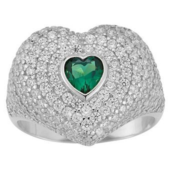 Sunkissed Sterling 14k Gold Over Silver Cubic Zirconia Heart Signet Ring