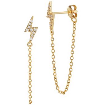 Sunkissed Sterling 14k Gold Over Silver Cubic Zirconia Lightning Drop Earrings