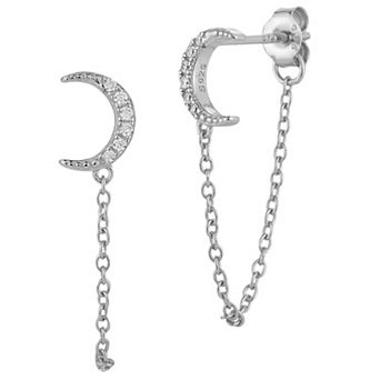 Sunkissed Sterling 14k Gold Over Silver Cubic Zirconia Moon Drop Earrings