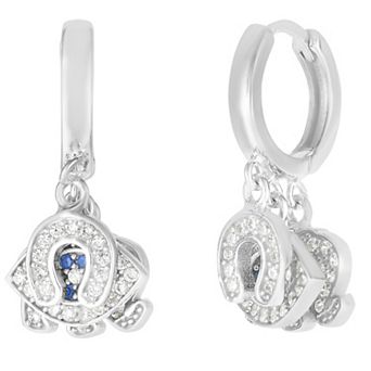 Sunkissed Sterling 14k Gold Over Silver Cubic Zirconia Tri Charm Huggie Hoop Earrings