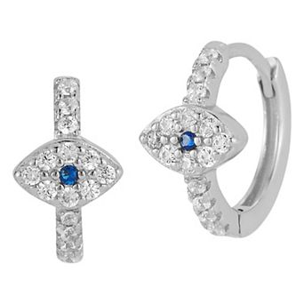 Sunkissed Sterling 14k Gold Over Silver Cubic Zirconia Eye Huggie Hoop Earrings