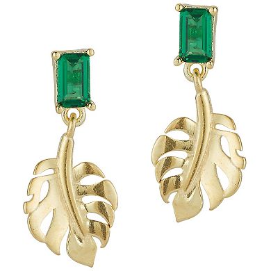 Sunkissed Sterling 14k Gold Over Silver Cubic Zirconia Banana Leaf Earrings
