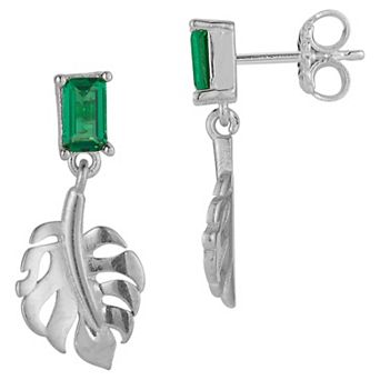 Sunkissed Sterling 14k Gold Over Silver Cubic Zirconia Banana Leaf Earrings