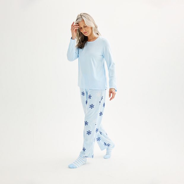 Women s Croft Barrow Cozy Fleece Long Sleeve Pajama Top Pajama Pants Sleep Set