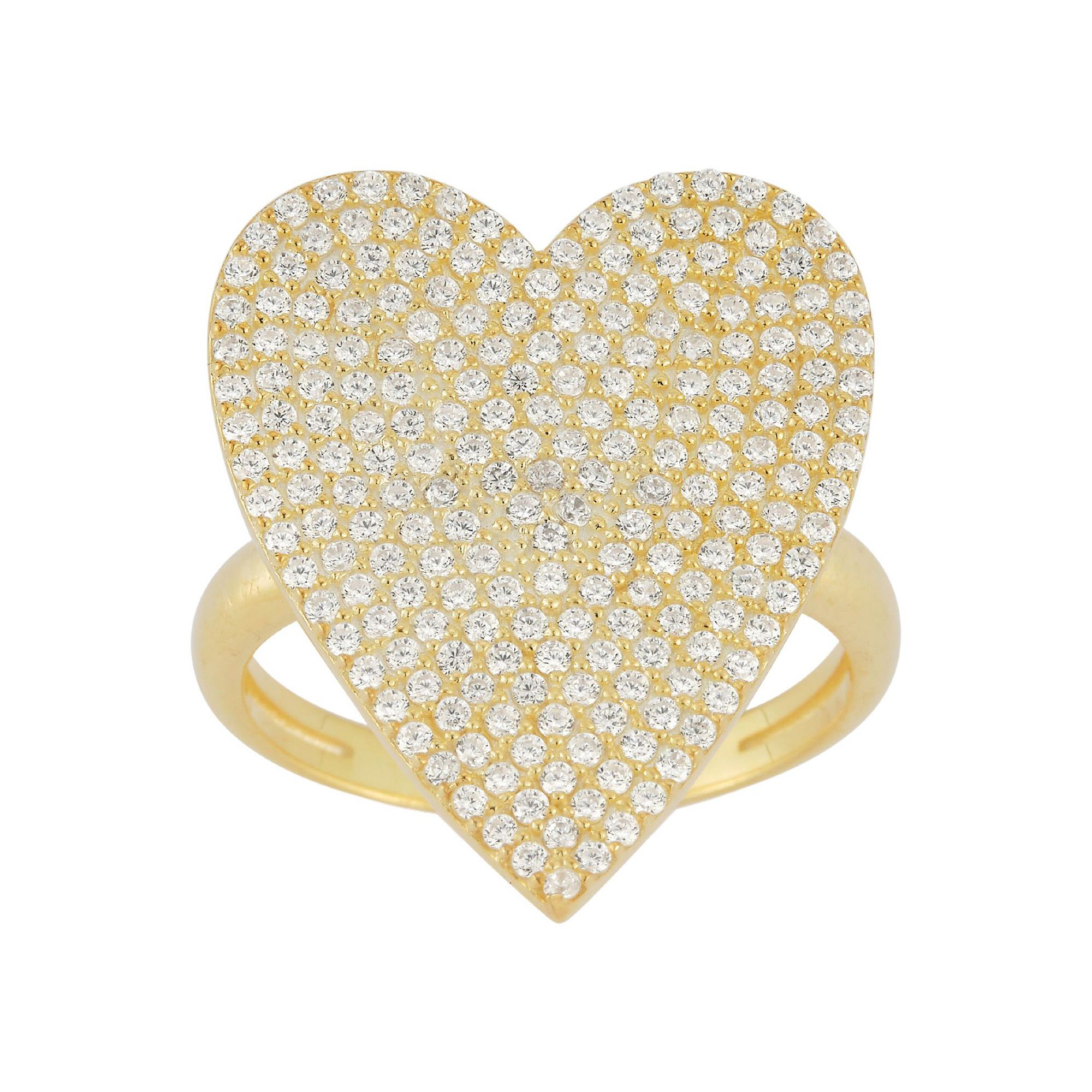 Sunkissed Sterling 14k Gold Over Silver Cubic Zirconia Pave Heart Ring, Wom