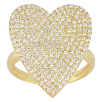 Sunkissed Sterling 14k Gold Over Silver Cubic Zirconia Pave Heart Ring
