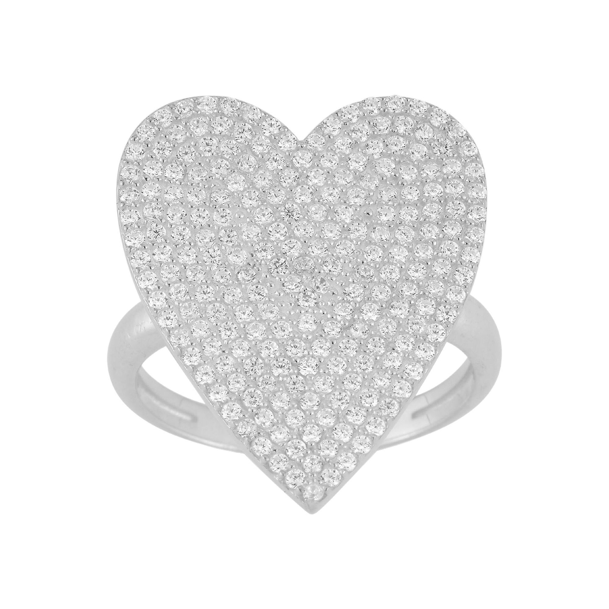 Sunkissed Sterling 14k Gold Over Silver Cubic Zirconia Pave Heart Ring, Wom
