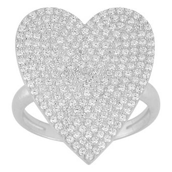 Sunkissed Sterling 14k Gold Over Silver Cubic Zirconia Pave Heart Ring