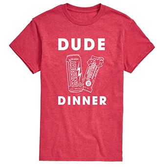Men's Dude Dinner Energy Drink Protein Bar Graphic Tee