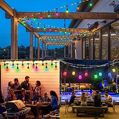 48FT RGB Outdoor String Lights with RGB Wire Remote Decorative Patio Lights