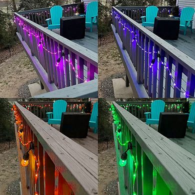 48FT RGB Outdoor String Lights with RGB Wire Remote Decorative Patio Lights