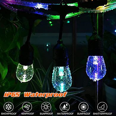48FT RGB Outdoor String Lights with RGB Wire Remote Decorative Patio Lights