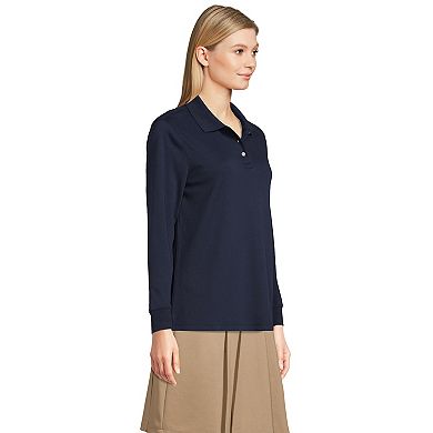 Women's Tall Lands' End School Uniform Long Sleeve Interlock Polo