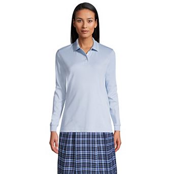 Women's Tall Lands' End School Uniform Long Sleeve Interlock Polo