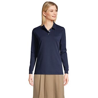 Women's Tall Lands' End School Uniform Long Sleeve Interlock Polo