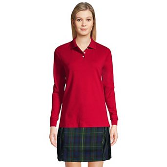 Women's Tall Lands' End School Uniform Long Sleeve Interlock Polo