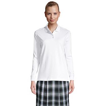 Women's Tall Lands' End School Uniform Long Sleeve Interlock Polo