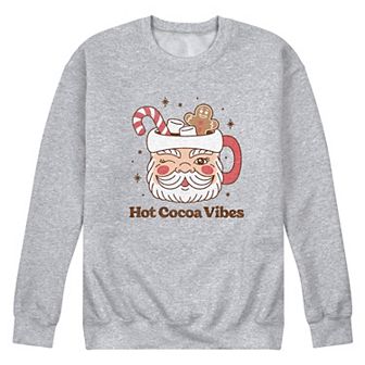 Men's Hot Cocoa Vibes Retro Santa Mug Fleece Sweatshirt