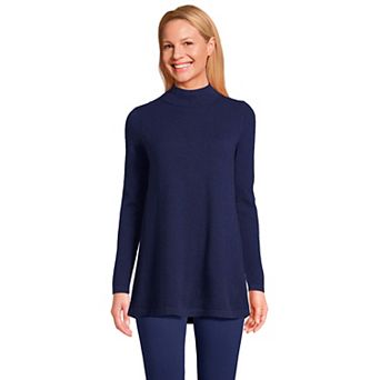 Women's Lands' End Cashmere Mock Neck Swing Tunic Sweater