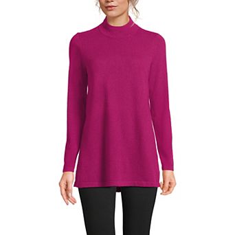 Women's Lands' End Cashmere Mock Neck Swing Tunic Sweater