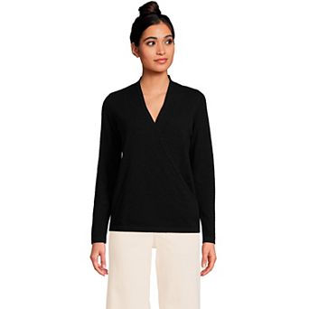 Women's Lands' End Cashmere Long Sleeve Wrap Sweater