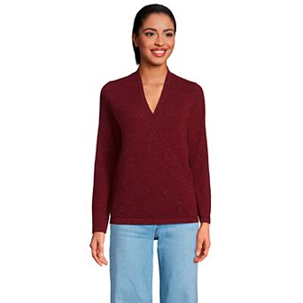 Women's Lands' End Cashmere Long Sleeve Wrap Sweater