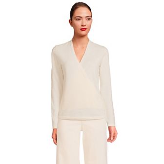 Women's Lands' End Cashmere Long Sleeve Wrap Sweater