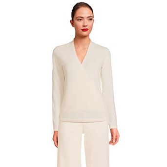 Women's Lands' End Cashmere Long Sleeve Wrap Sweater