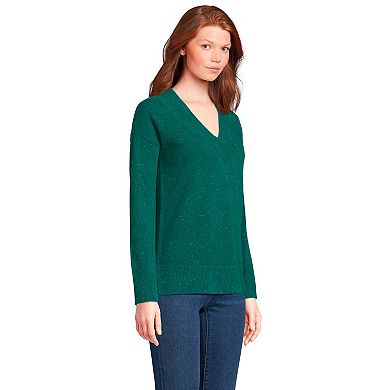 Women's Lands' End Cashmere V-Neck Pullover Sweater