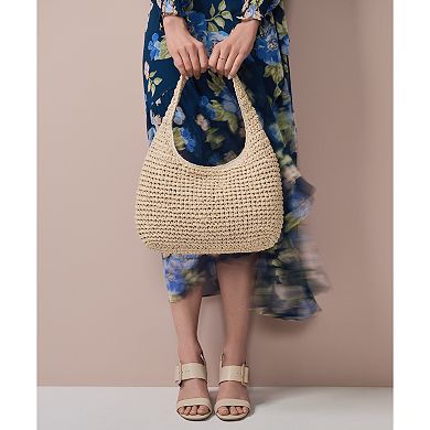 LC Lauren Conrad Kathy Crochet Straw Shoulder Bag