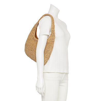 LC Lauren Conrad Kathy Crochet Straw Shoulder Bag