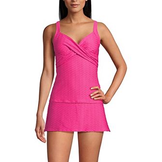 Women's Lands' End Texture Underwire Wrap Tankini Swimsuit Top