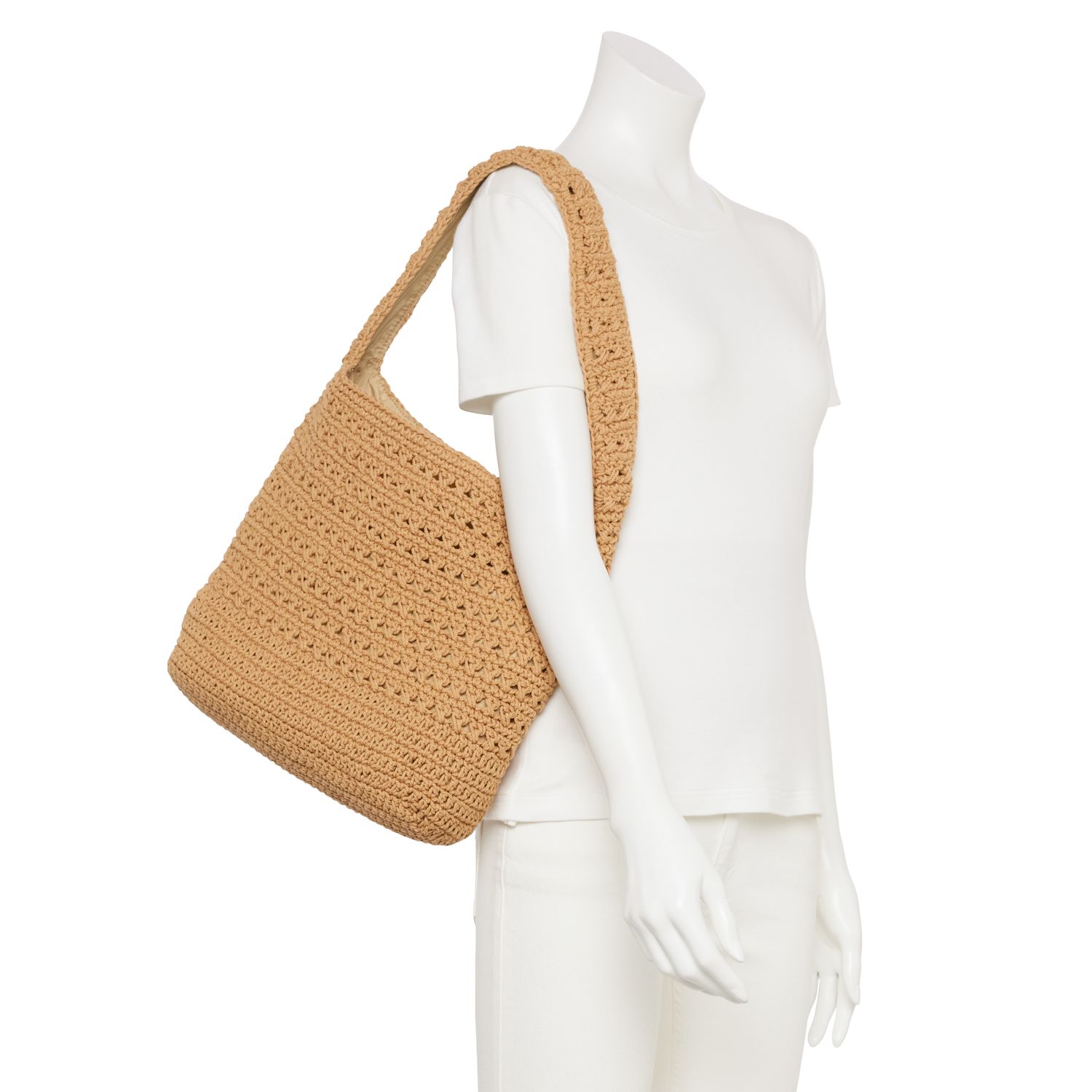 Hand Crochet Hobo Tote Bag For Women - Summer Knit Shoulder Bag, Large Mesh Beach Purse, Casual Boho Handbag - View #12