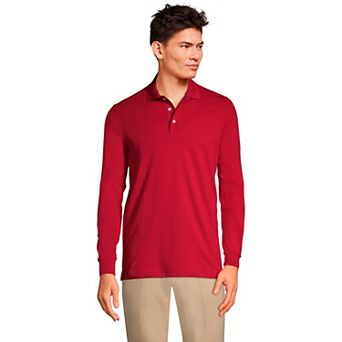Big & Tall Lands' End Long Sleeve Interlock Polo